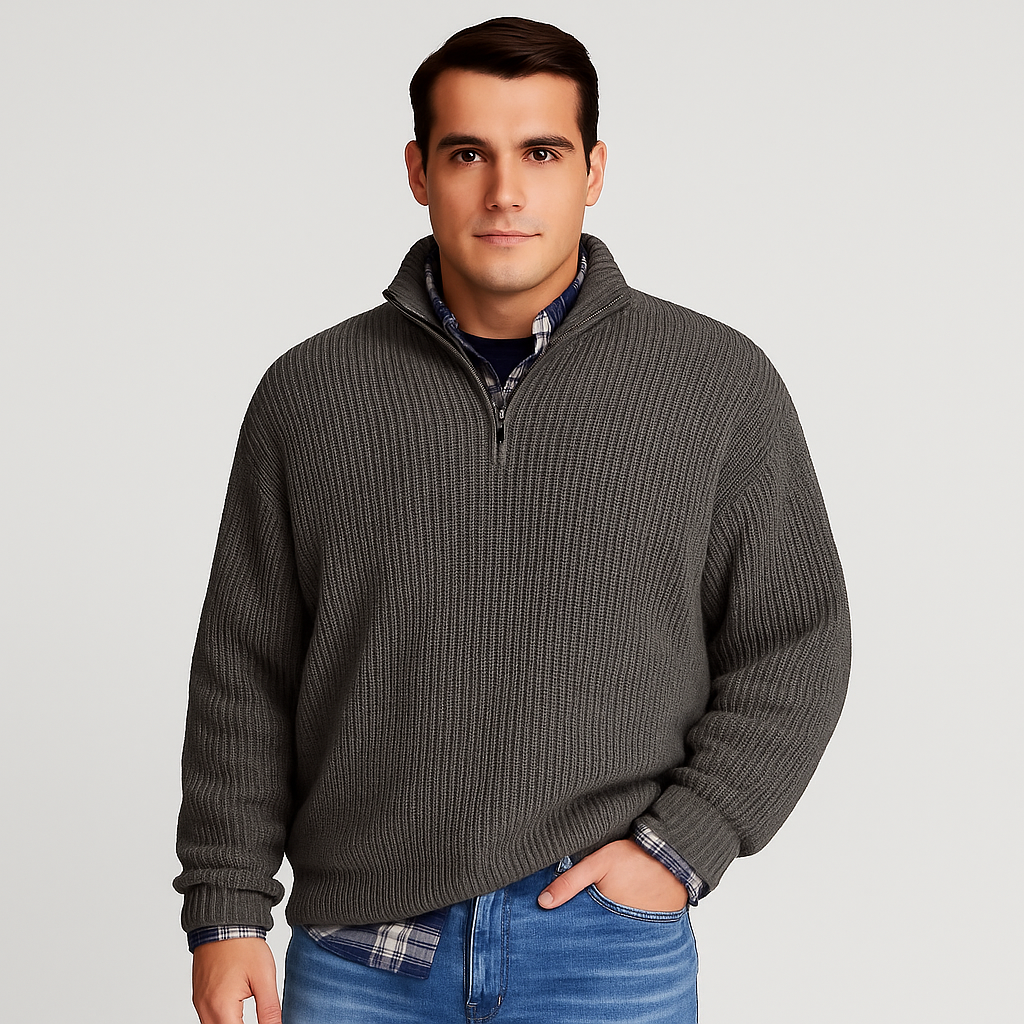 Enno | Herren Pullover mit halbem Reißverschluss | Schick