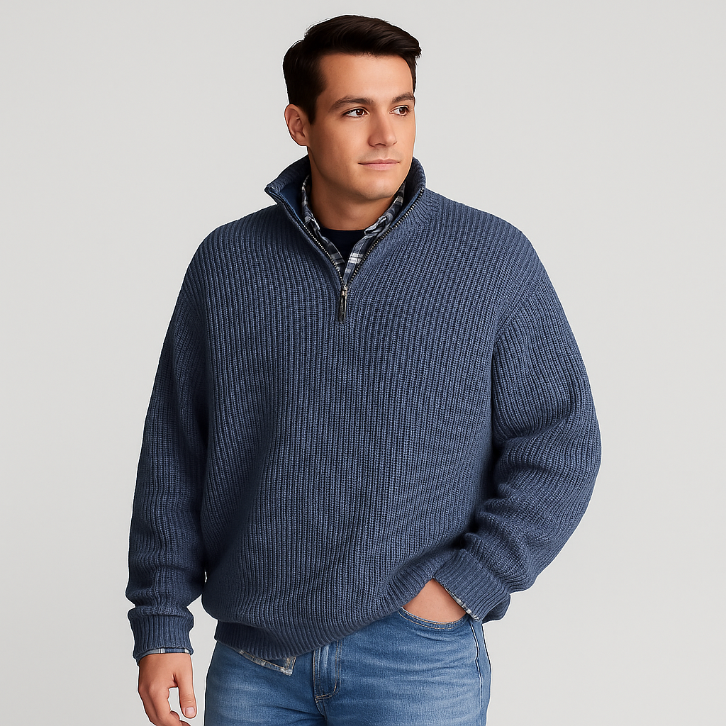Enno | Herren Pullover mit halbem Reißverschluss | Schick