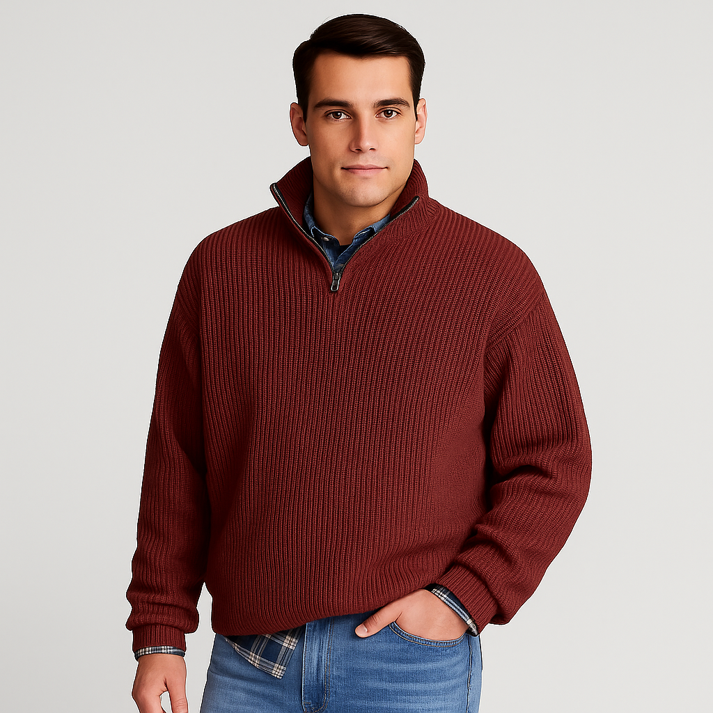 Enno | Herren Pullover mit halbem Reißverschluss | Schick