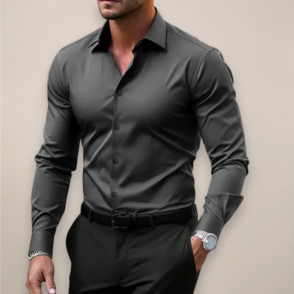 Pascal | Herren Tailliertes Langarmhemd mit Knopfleiste | Elegant