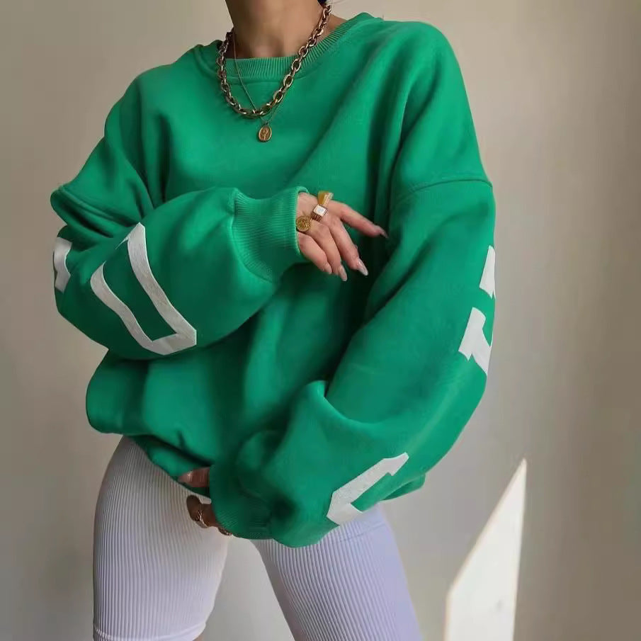 Silvia | Damen lässiger Oversized Sweater mit Kontrastärmeln