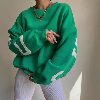 Silvia | Damen lässiger Oversized Sweater mit Kontrastärmeln
