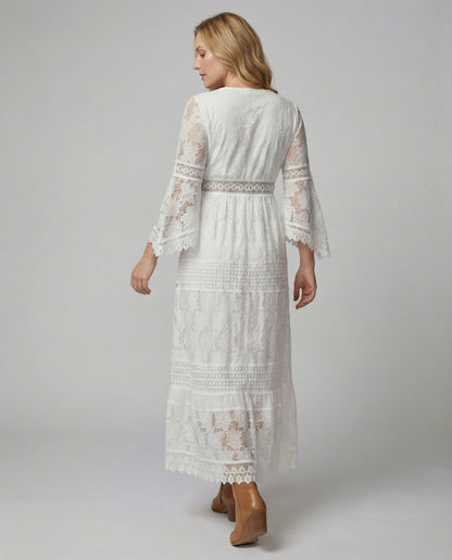 Maria | Maxikleid mit Spitze und ausgestellten Ärmeln