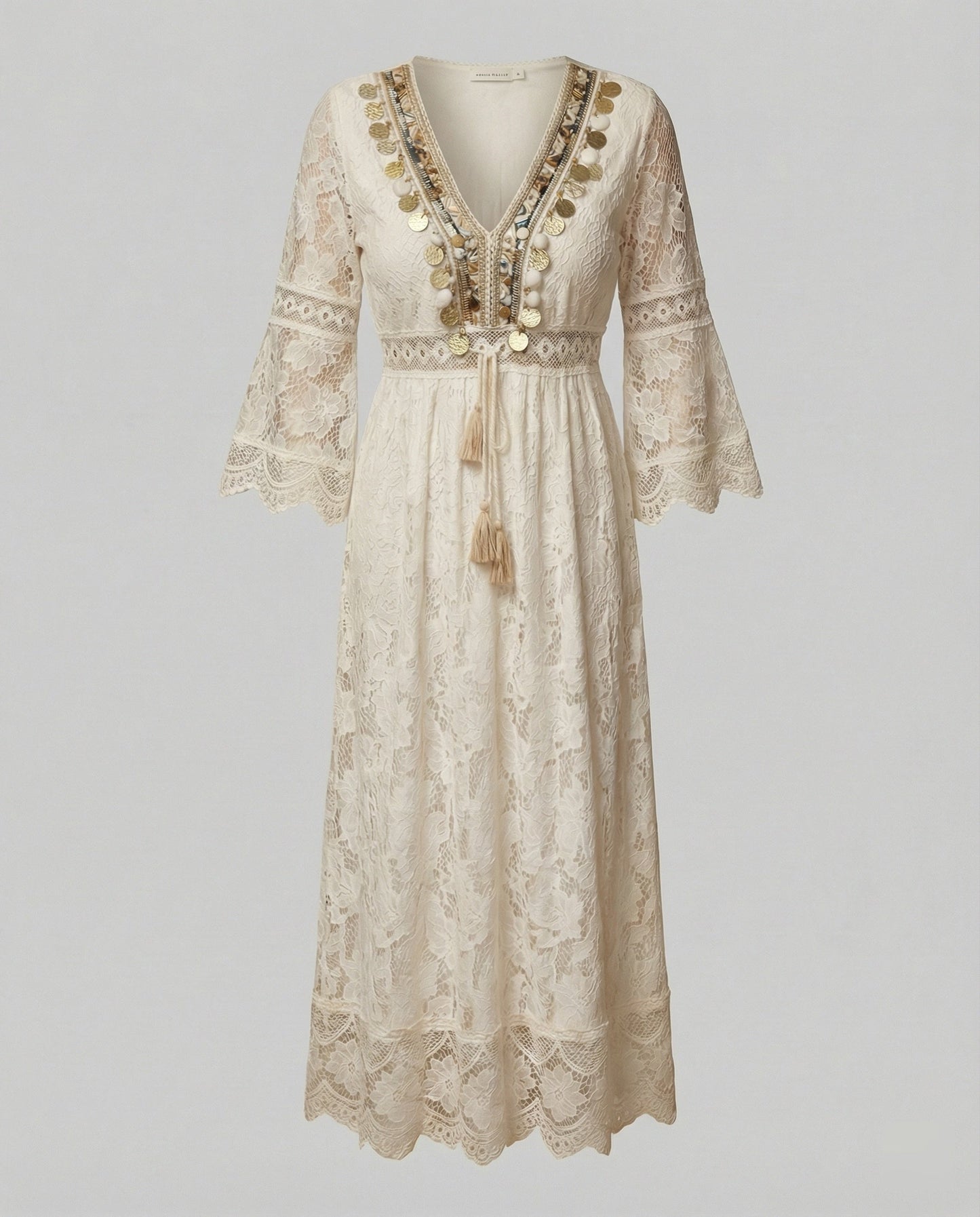 Maria | Maxikleid mit Spitze und ausgestellten Ärmeln