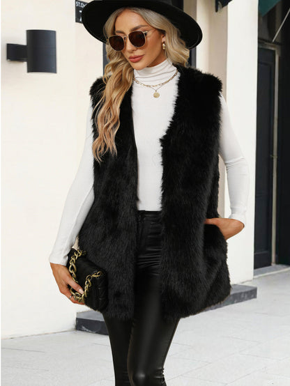 Velda | Damen Flauschige Weste ohne Ärmel | Bequem