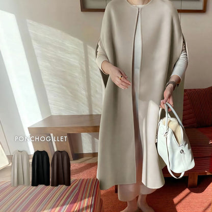 Fiona | Elegante gilet poncho da donna in misto lana