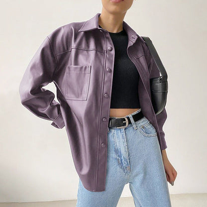 Julia | Giacca in pelle elegante con chiusura a bottoni