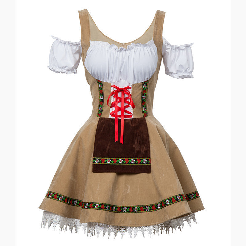 Luisa | Damen Dirndlkleid mit Schnürung und Spitzenbesatz