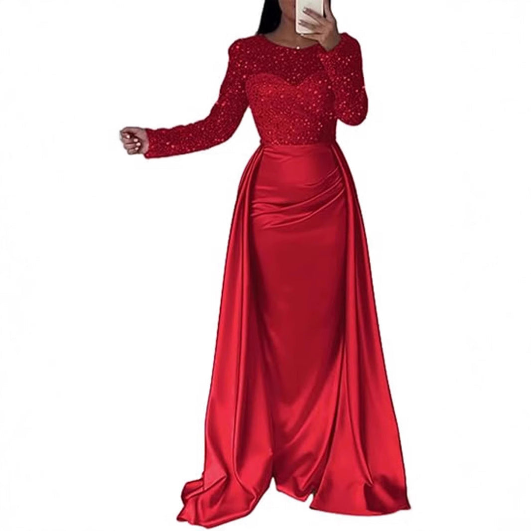 Céline | Damen glamouröses Abendkleid mit funkelnden Perlen
