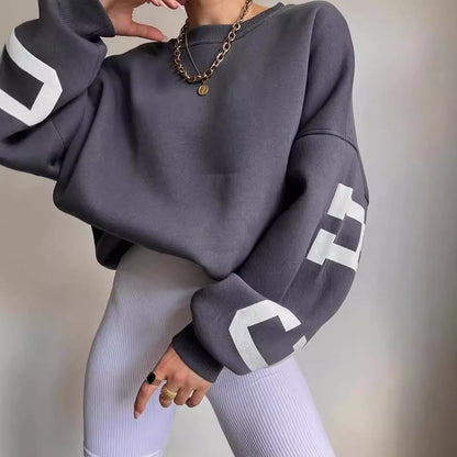 Silvia | Damen lässiger Oversized Sweater mit Kontrastärmeln