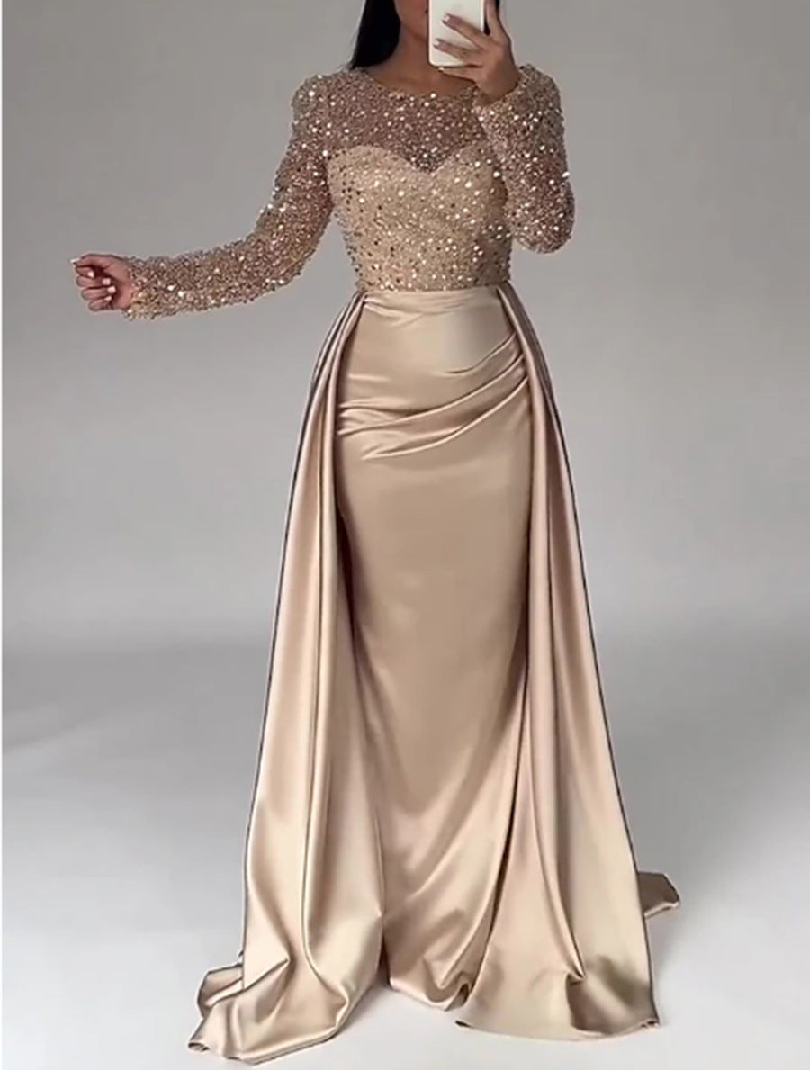 Céline | Damen glamouröses Abendkleid mit funkelnden Perlen