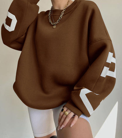 Silvia | Damen lässiger Oversized Sweater mit Kontrastärmeln