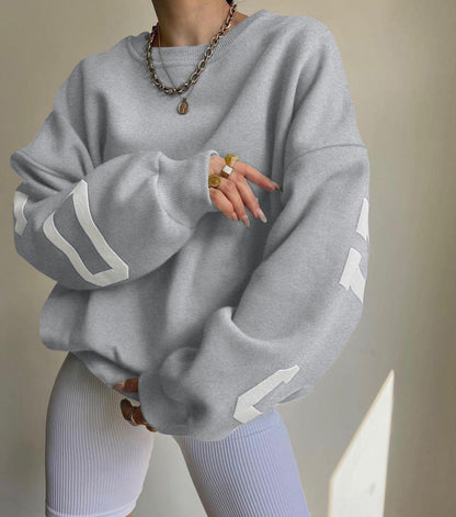 Silvia | Damen lässiger Oversized Sweater mit Kontrastärmeln