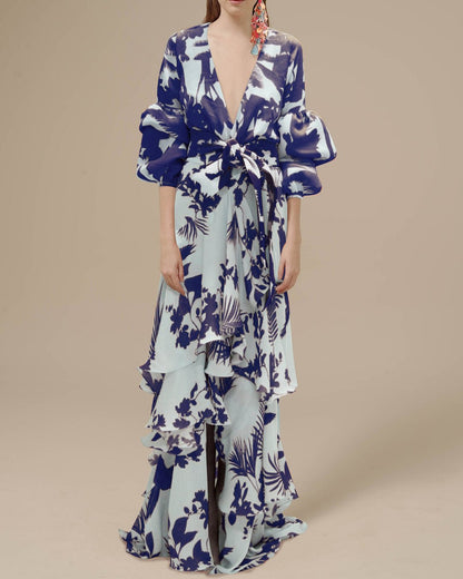 Franziska | Maxikleid mit Wickeldesign und floralem Print