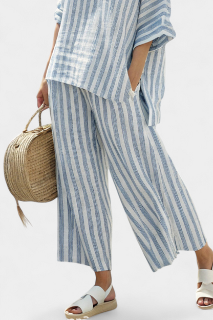 Liora | Two-piece set with striped top and loose-fitting trousers