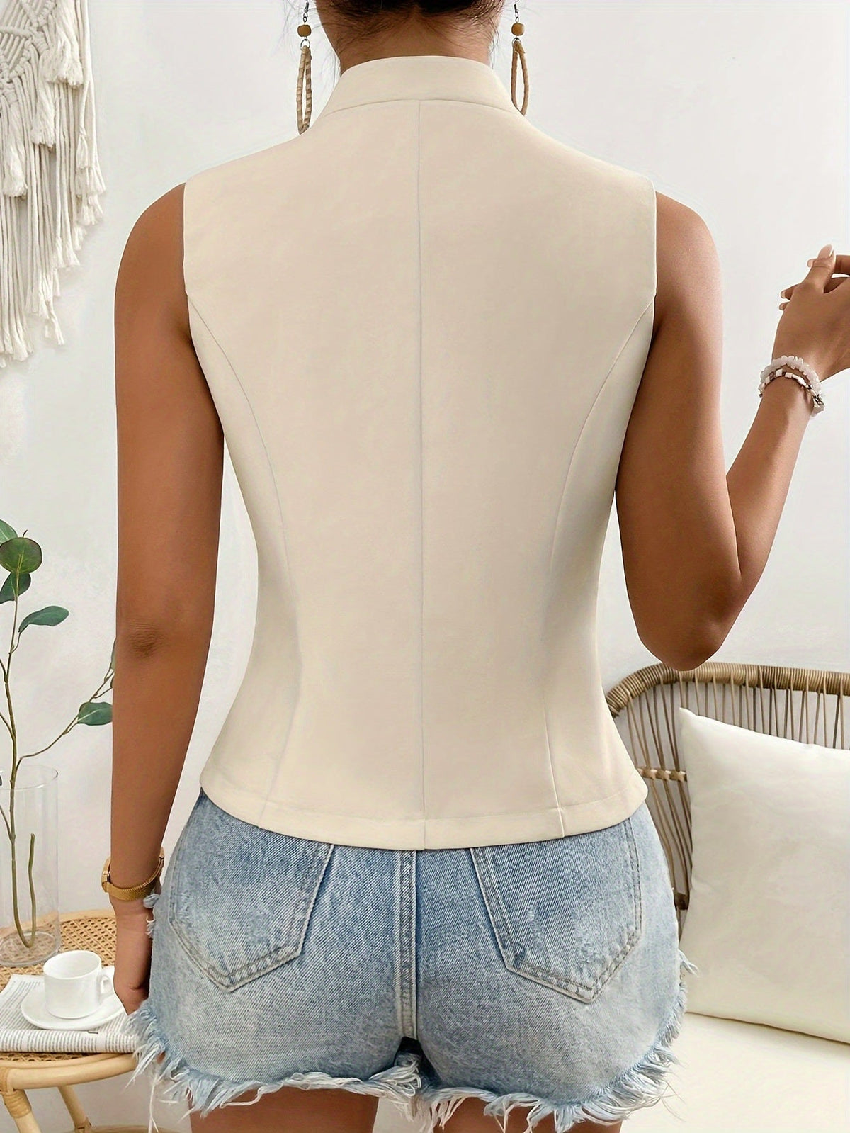 Susanne | Top blazer senza maniche da donna con bottoni