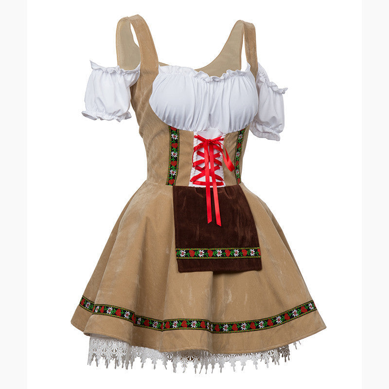 Luisa | Damen Dirndlkleid mit Schnürung und Spitzenbesatz
