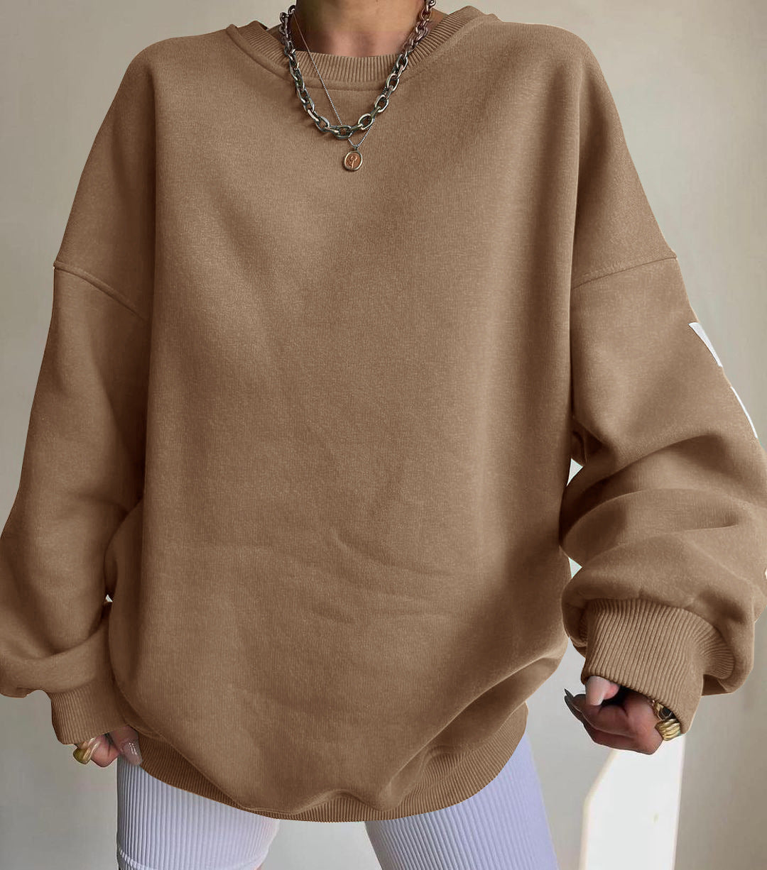 Silvia | Damen lässiger Oversized Sweater mit Kontrastärmeln