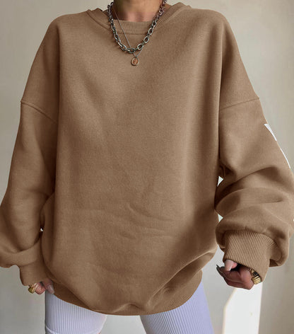 Silvia | Damen lässiger Oversized Sweater mit Kontrastärmeln