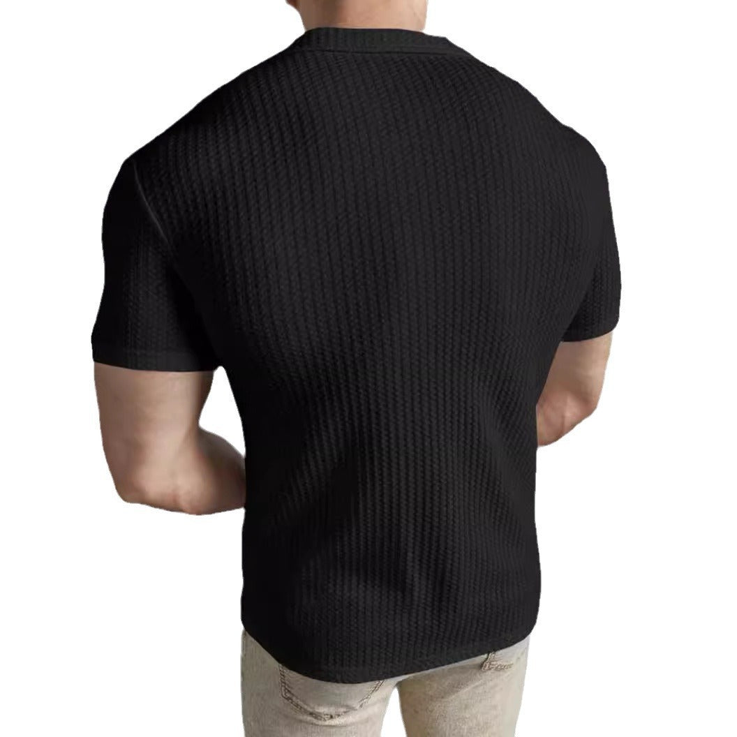 Dano | Herren strukturiertes Kurzarm-Hemd mit Knopfdetails