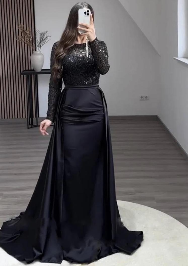 Céline | Damen glamouröses Abendkleid mit funkelnden Perlen