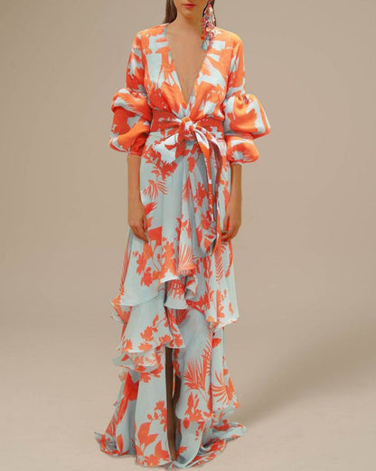 Franziska | Maxikleid mit Wickeldesign und floralem Print