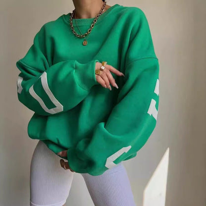Silvia | Damen lässiger Oversized Sweater mit Kontrastärmeln