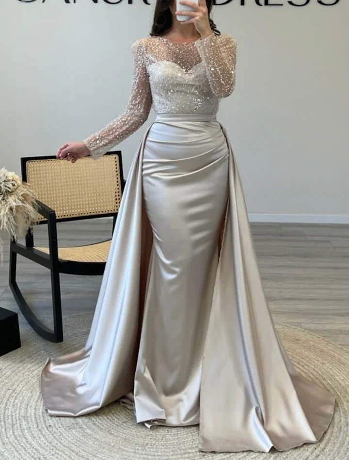 Céline | Damen glamouröses Abendkleid mit funkelnden Perlen