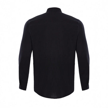 Leon | Camicia da uomo in lino con colletto alla coreana e abbottonatura