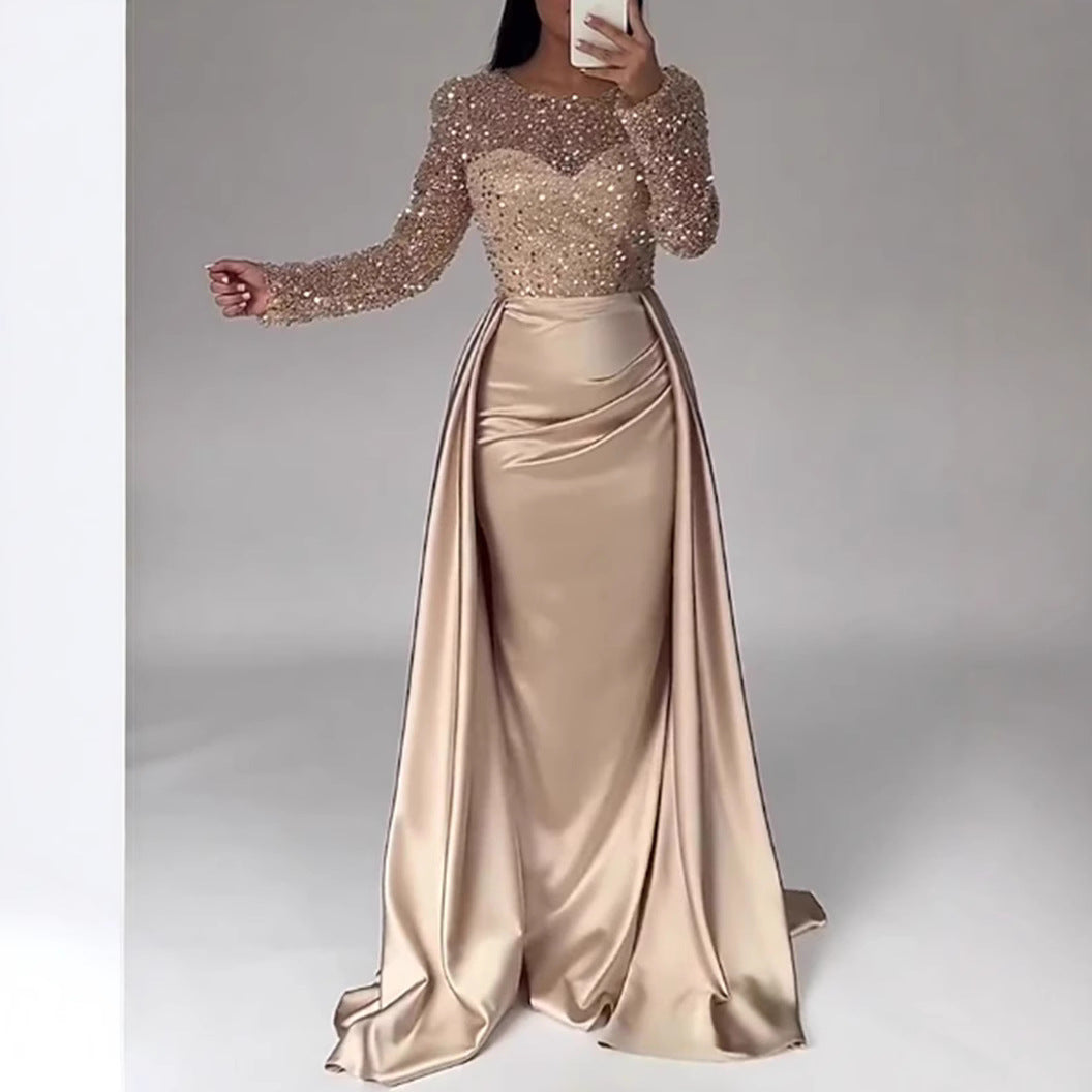 Céline | Damen glamouröses Abendkleid mit funkelnden Perlen