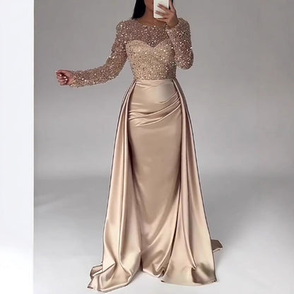 Céline | Damen glamouröses Abendkleid mit funkelnden Perlen