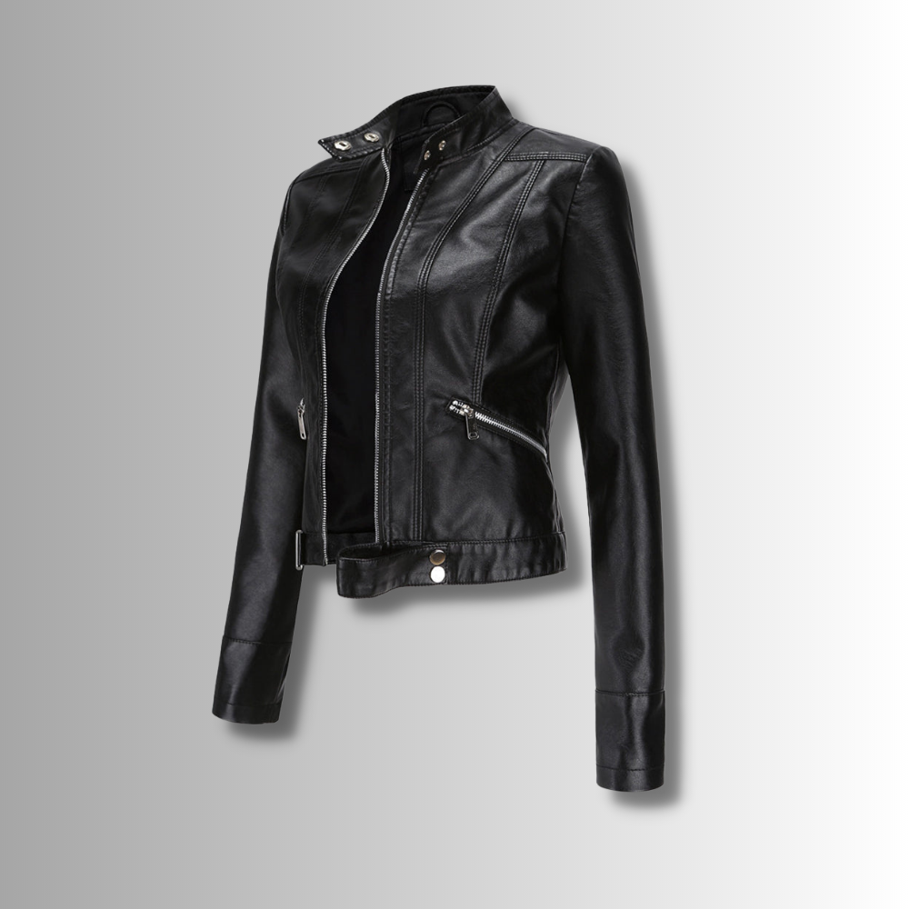 Theresa | Damen Lederjacke mit Stehkragen und Reißverschluss
