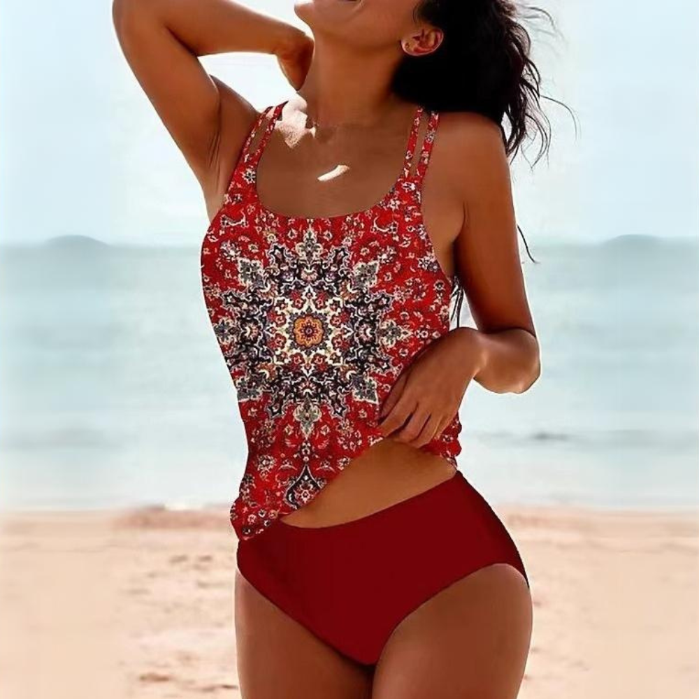 Josee | Set tankini due pezzi da donna con stampa boho | Vestibilità slim