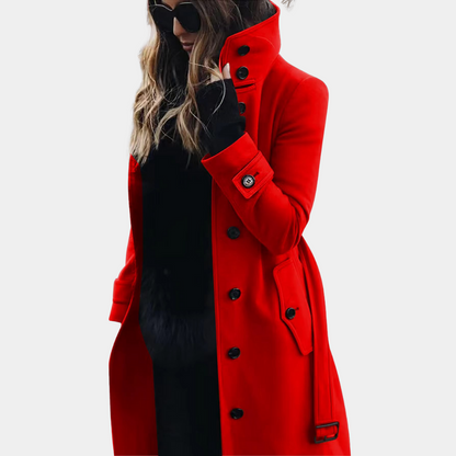 Ronja | Damen stilvolle lange Winterjacke mit hohem Kragen