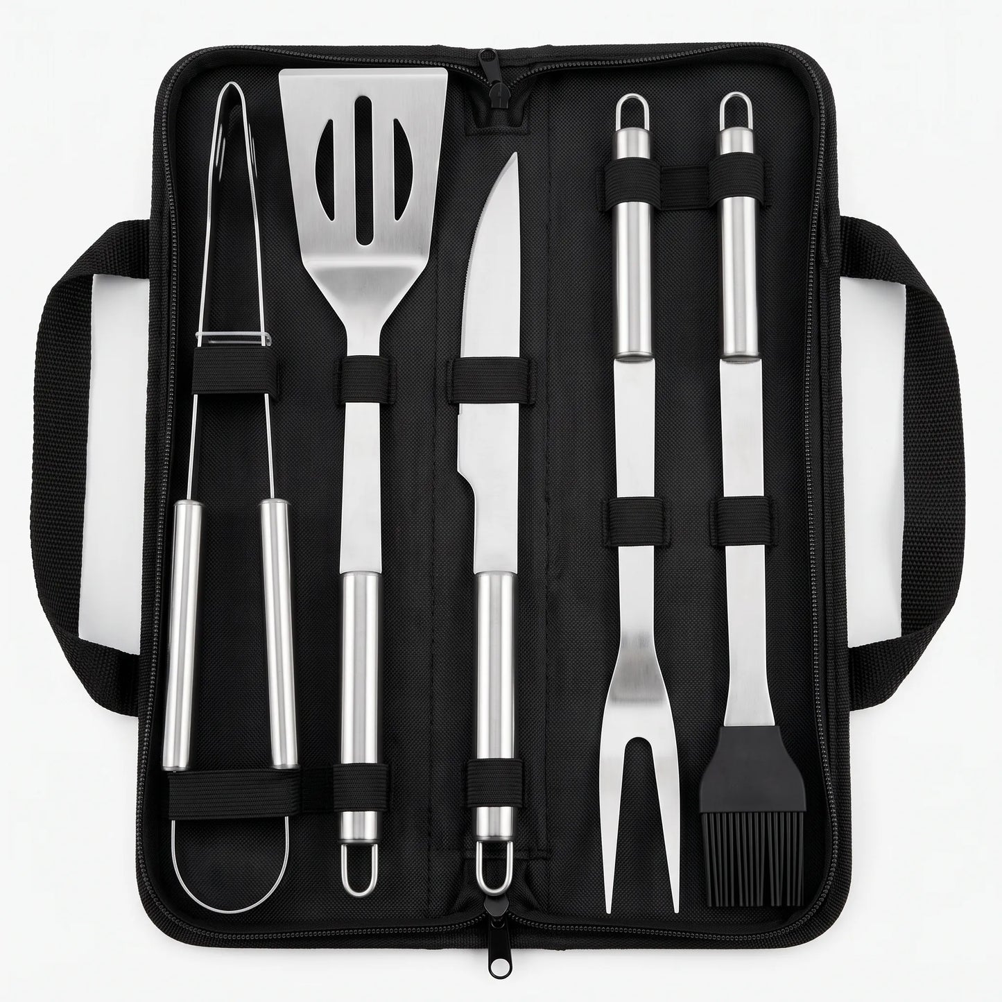 Virello | Tragbares Grillbesteck-Set mit Tragetasche und Zange