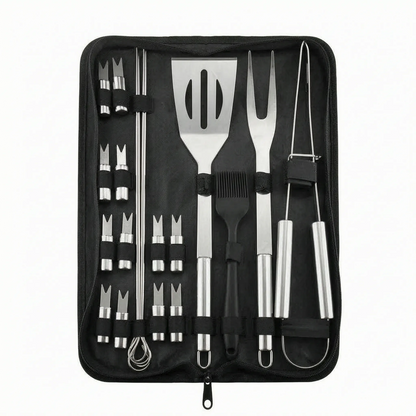 Virello | Tragbares Grillbesteck-Set mit Tragetasche und Zange