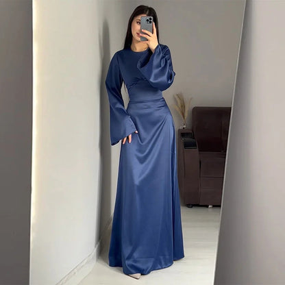 Victoria | Elegante abito lungo con effetto avvolgente e maniche lunghe | Maxi