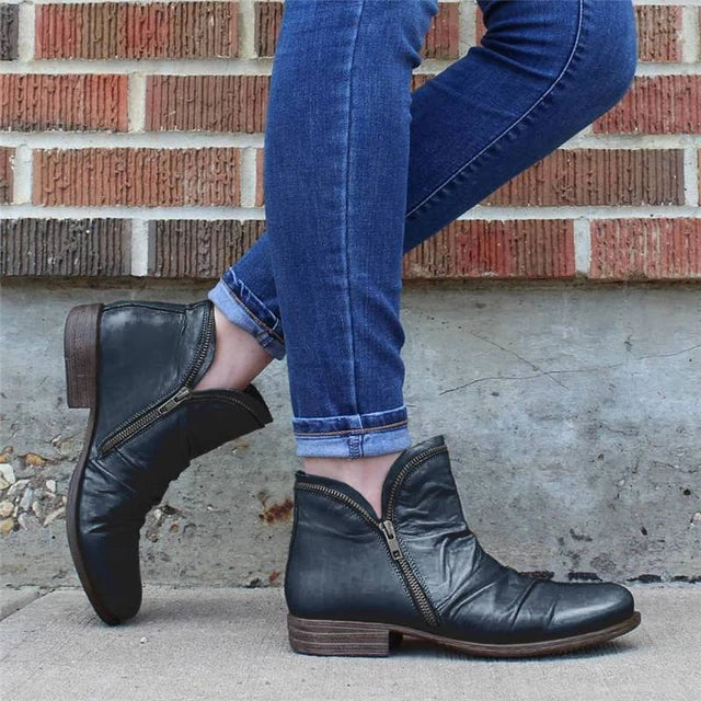 Ladina | Damen bequeme Stiefeletten mit Reißverschluss