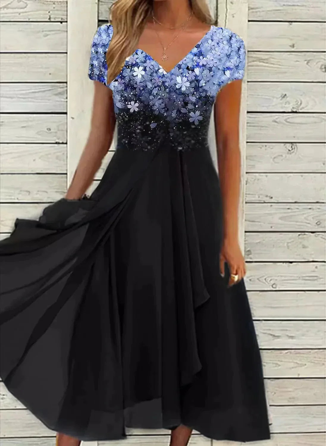 Zdenka | Abend-Maxikleid für Damen mit Blumenmuster