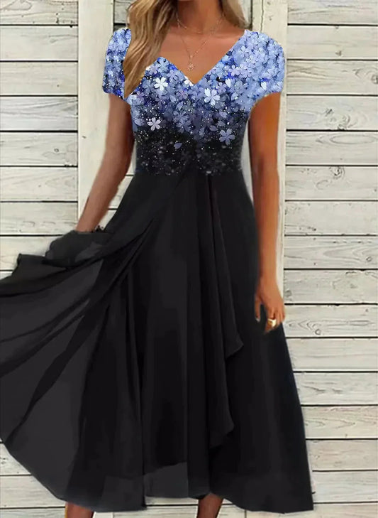 Zdenka | Evening maxi dress for women with floral pattern