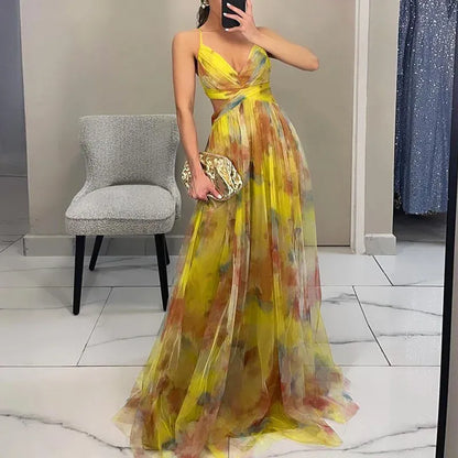 Langes Damenkleid Ella – Sommerkleid mit Blumenmuster