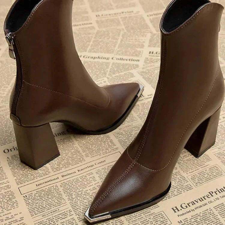 Rita | Damen Leder-Stiefeletten mit Blockabsatz