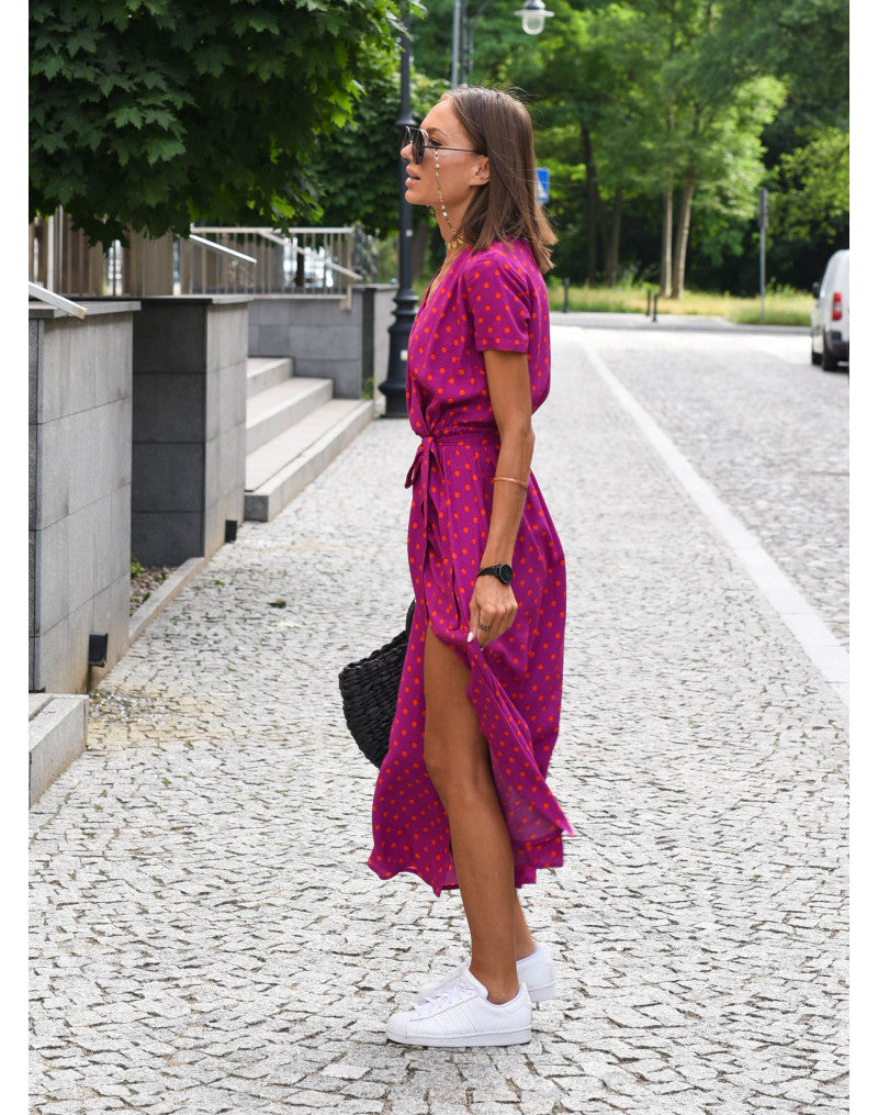 Melira | Damen Wickelkleid mit Blumenmuster und V Ausschnitt