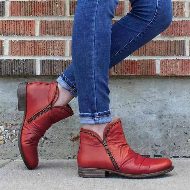 Ladina | Damen bequeme Stiefeletten mit Reißverschluss