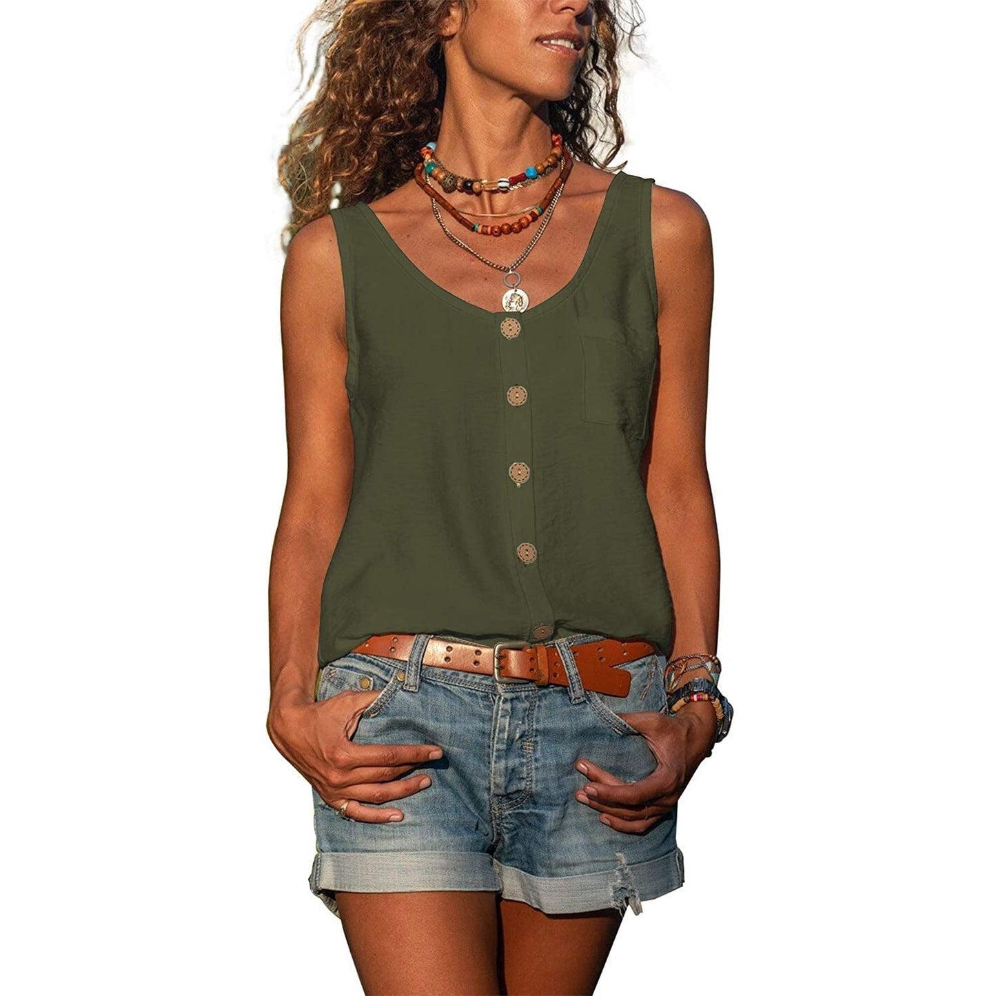 Mia | Elegantes Damen Top im Ibiza Stil mit Knopf