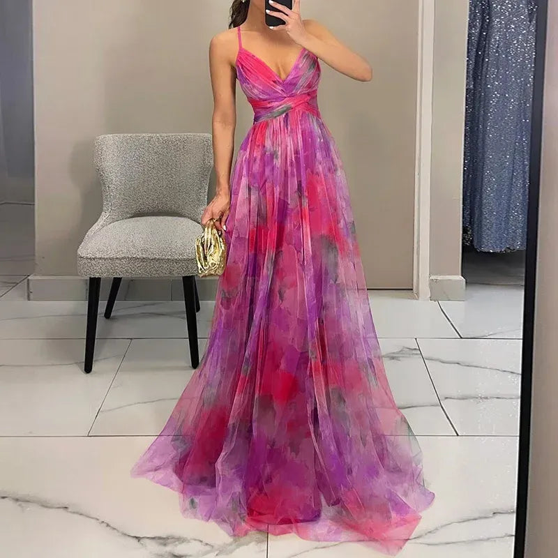 Langes Damenkleid Ella – Sommerkleid mit Blumenmuster
