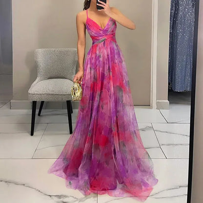 Langes Damenkleid Ella – Sommerkleid mit Blumenmuster
