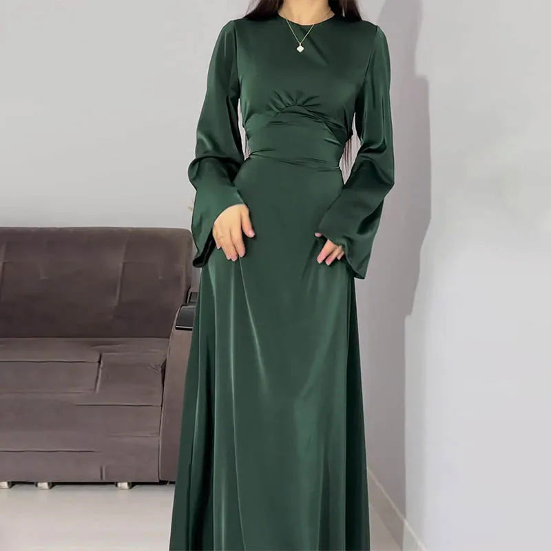 Victoria | Elegante abito lungo con effetto avvolgente e maniche lunghe | Maxi
