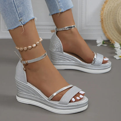 Bianca | Women's sandals with wedge heel, platform, and ankle strap
