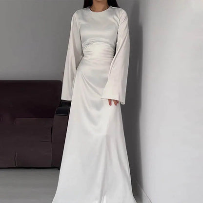 Victoria | Elegante abito lungo con effetto avvolgente e maniche lunghe | Maxi